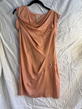 EDUN Coral Draped Mini Dress NWOT